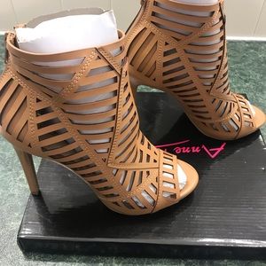 New Caged Open Toe Ankle Heels by Anne Michelle